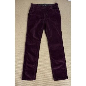Liz Claiborne Sara Slim Leg Burgundy Mid-Rise Pants Zip Up Womens 10 Velour